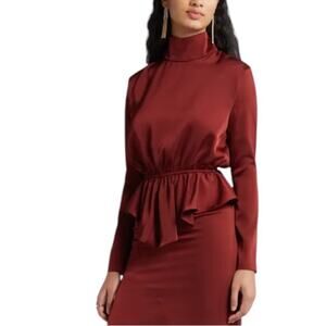 NWOT Nikki Lund Roxy Long Sleeve Burgundy Top - Sz Large